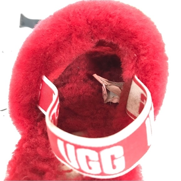 Ugg Red Fluff Yeah Slides Sandals Size 9 - Picture 8 of 14